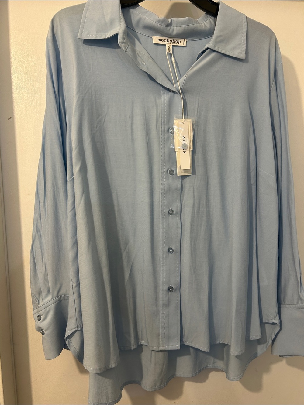 Workshop Republic Clothing Light Blue Men's Relaxed Button-Down Shirt